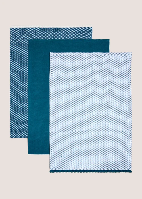 3 Pack Teal Tea Towels Image 1