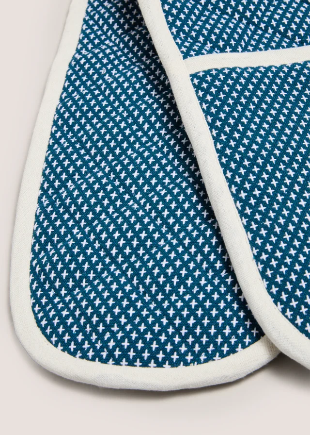 Teal Contrast Stitch Oven Glove