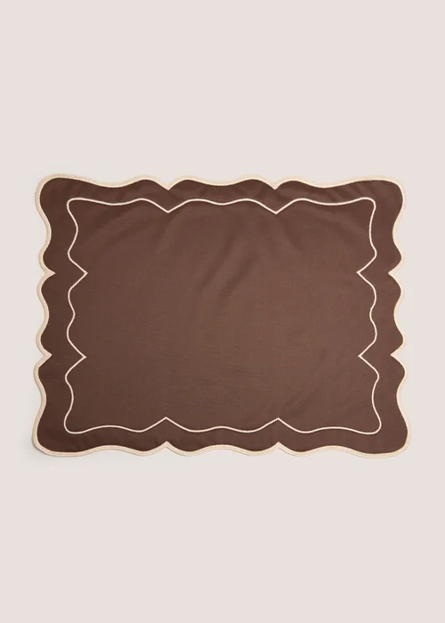 2 Pack Brown Scalloped Velvet Placemats Image 1