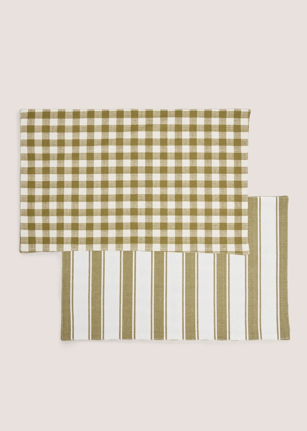 2 Pack Green Checked & Striped Placemats Image 1