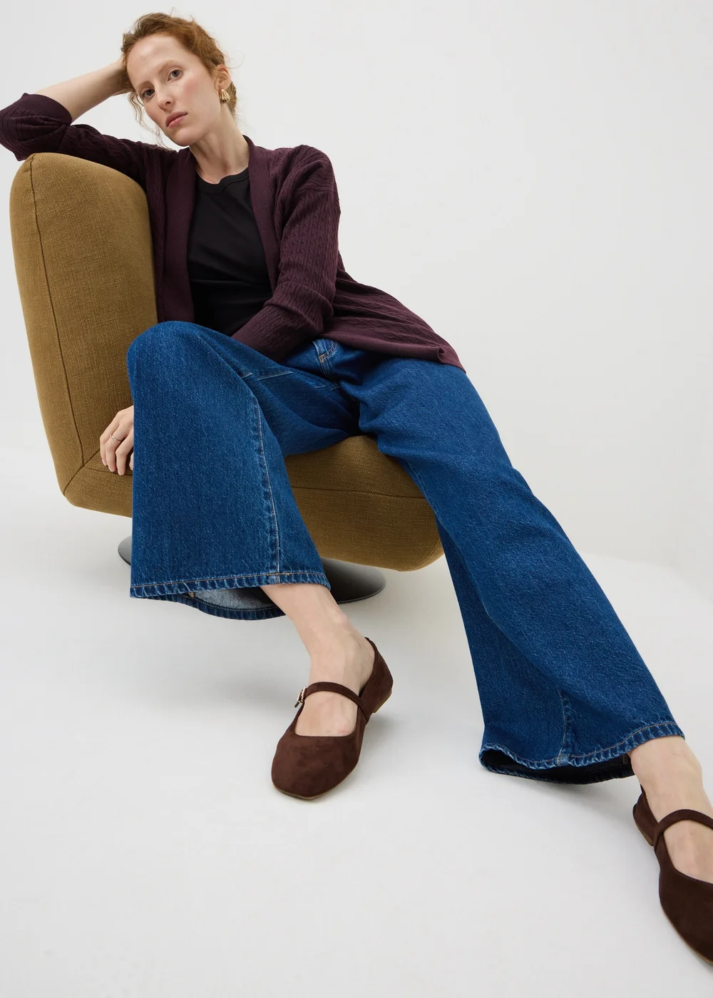 Burgundy Baby Cable Open Front Cardigan - XS Image 1