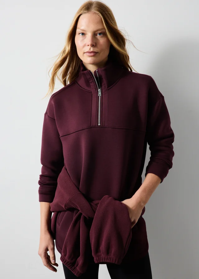 Souluxe Burgundy Scuba Half Zip