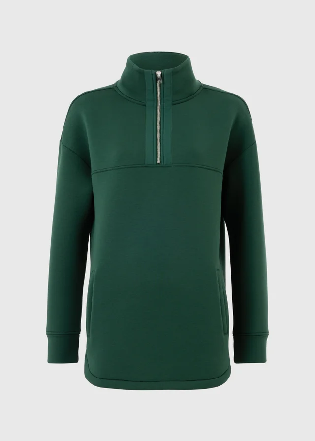 Souluxe Green Scuba Half Zip Sweatshirt