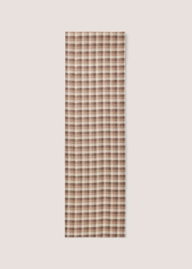 Brown Check Reversable Table Runner