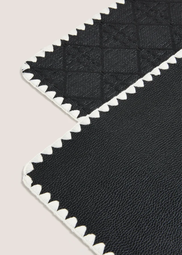 2 Pack Black Stitched Placemats