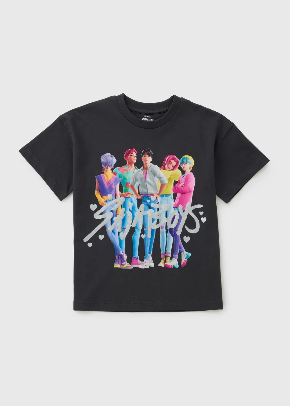 KPop Demon Hunters Girls Charcoal Saja Boys T-Shirt (5-13yrs) - 5-6 Yrs Image 1