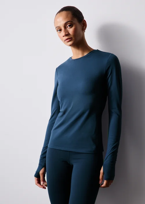 Souluxe Navy Long Sleeve Fitted T-Shirt - 6 Image 1