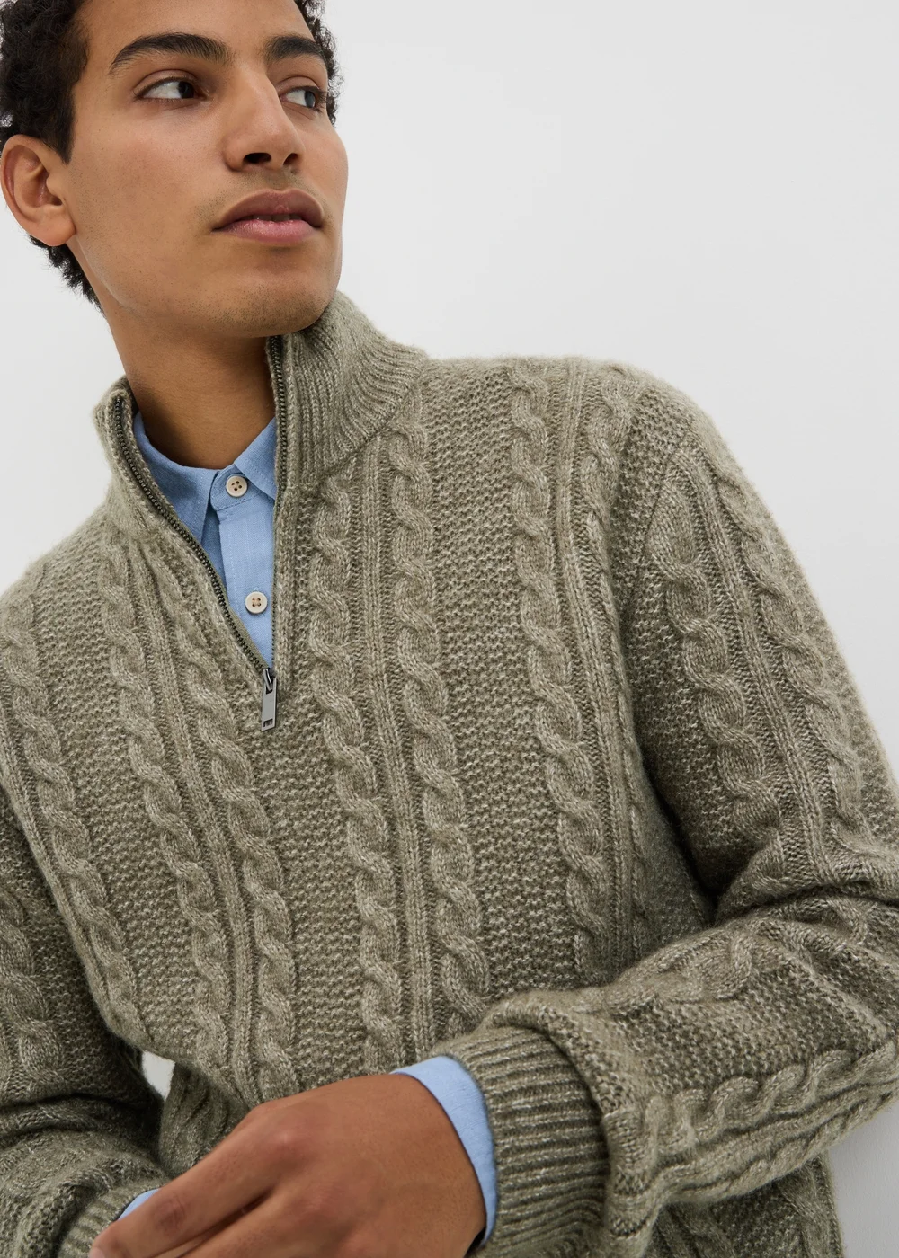 Sage Cable 1/4 Zip Jumper - M Image 3