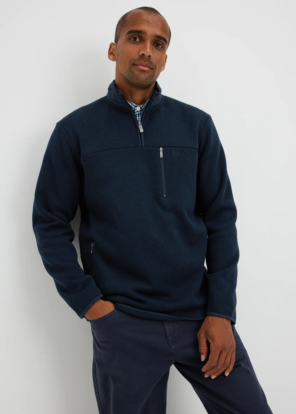 Navy Quarter Zip Fleece - S Image 2