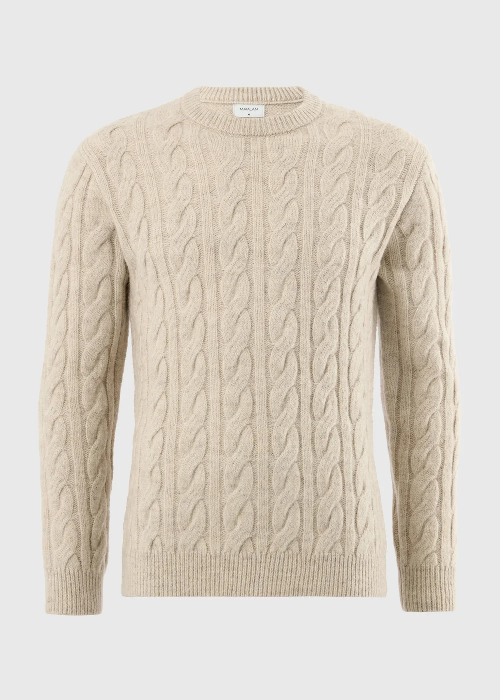Ecru Crew Neck Cable Knit Jumper - S Image 2
