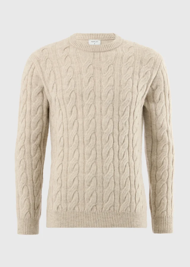 Ecru Crew Neck Cable Knit Jumper