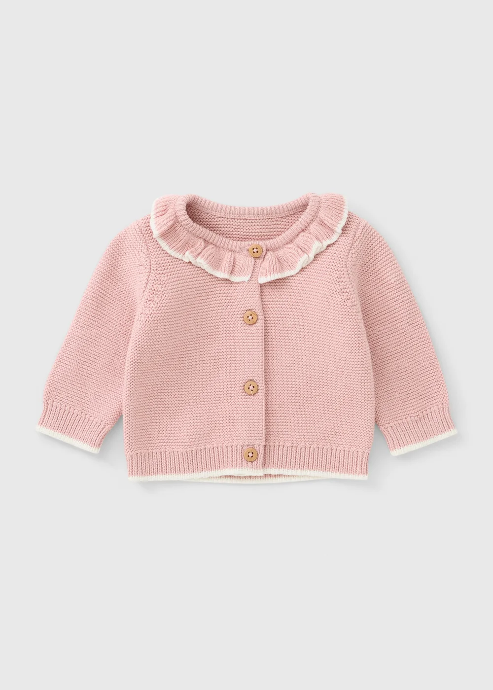 Baby Pink Frilled Cardigan (0-23mths) - Up to 1 Month Image 1