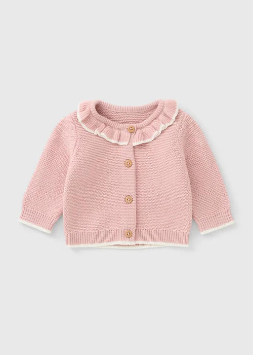 Baby Pink Frilled Cardigan (0-23mths) - Up to 1 Month Image 1