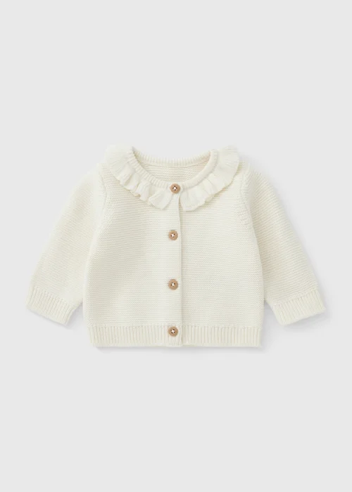 Baby Cream Frilled Cardigan (0-23mths) - Up to 1 Month Image 1