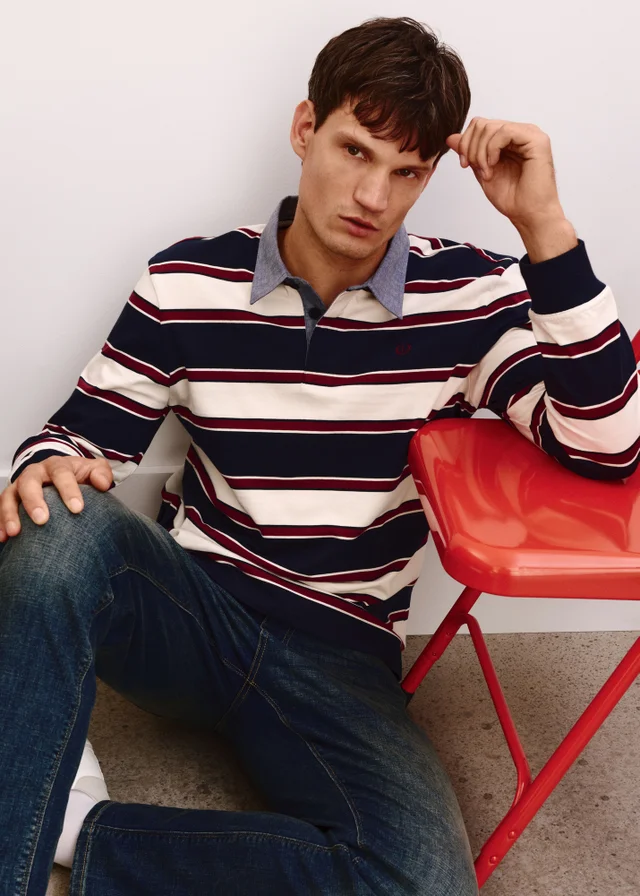 Lincoln Navy Striped Rugby Shirt