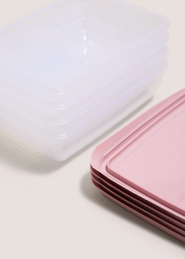 4 Pack Pink Plastic Food Containers