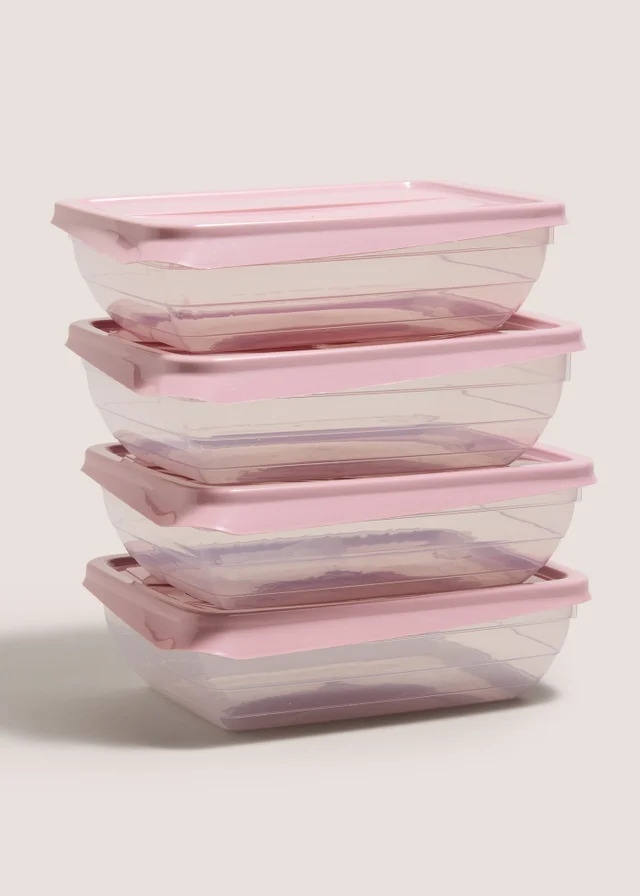 4 Pack Pink Plastic Food Containers
