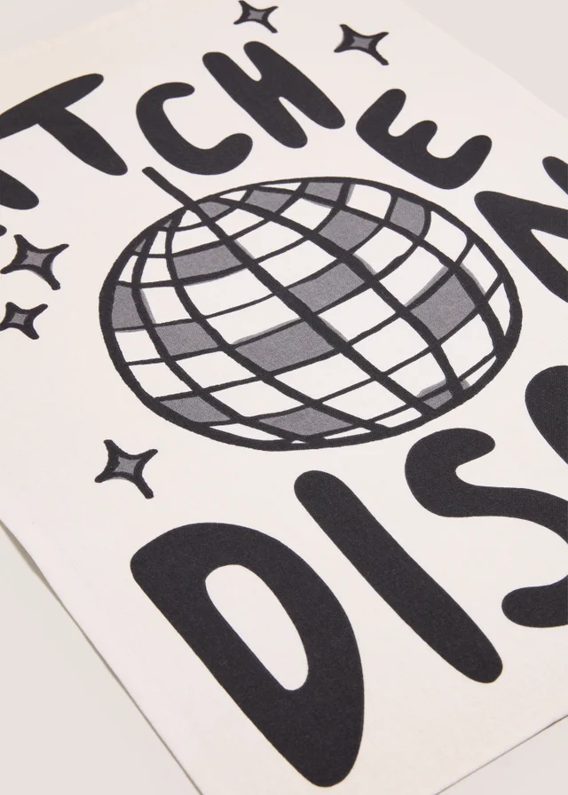 White Kitchen Disco Tea Towel