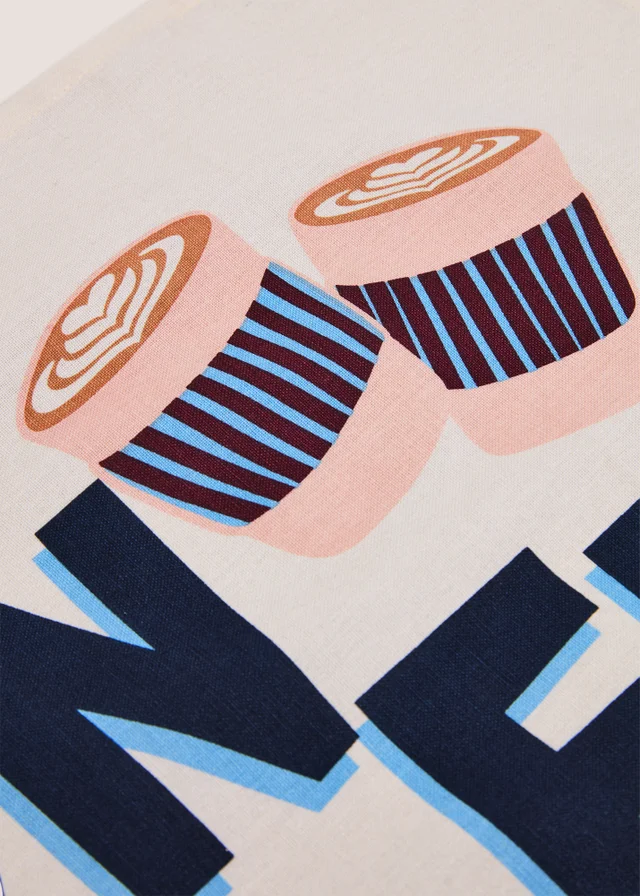 Cream Coffee Printed Tea Towel