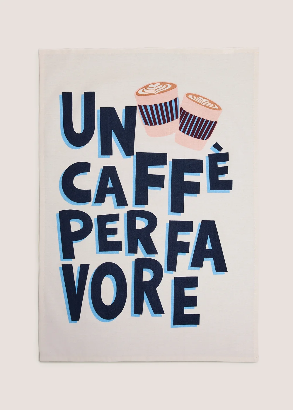 Cream Coffee Printed Tea Towel Image 1