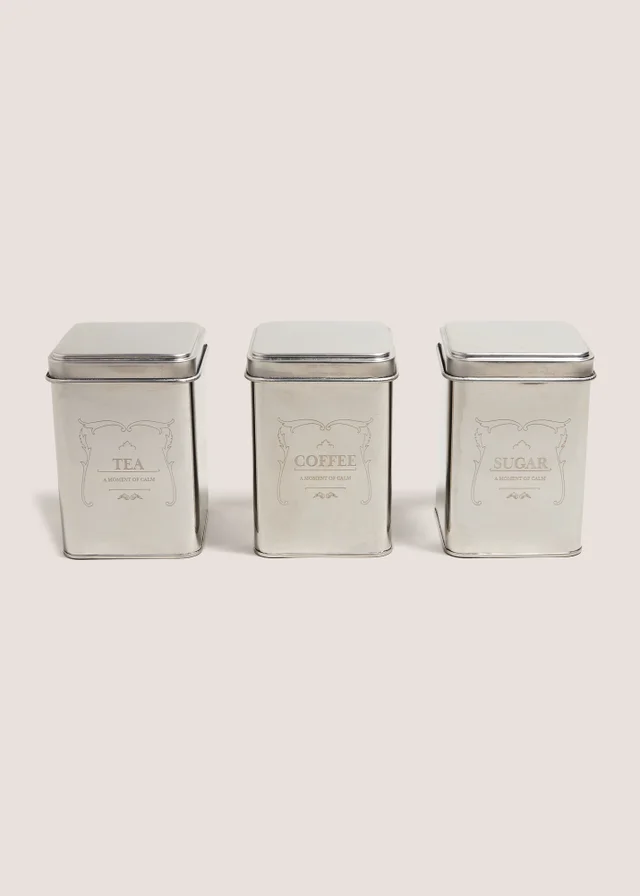 3 Pack Chrome Kitchen Canisters