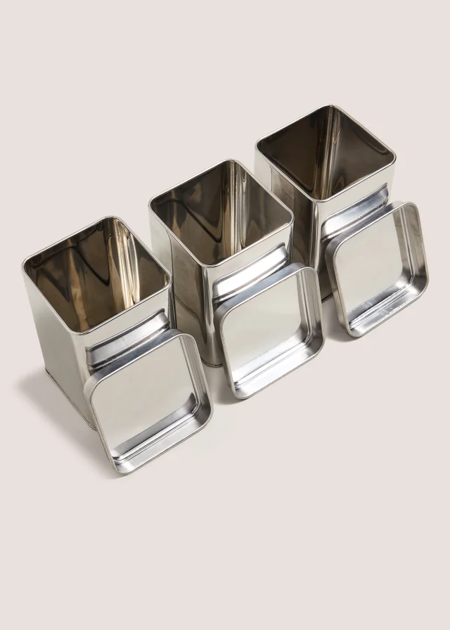 3 Pack Chrome Kitchen Canisters
