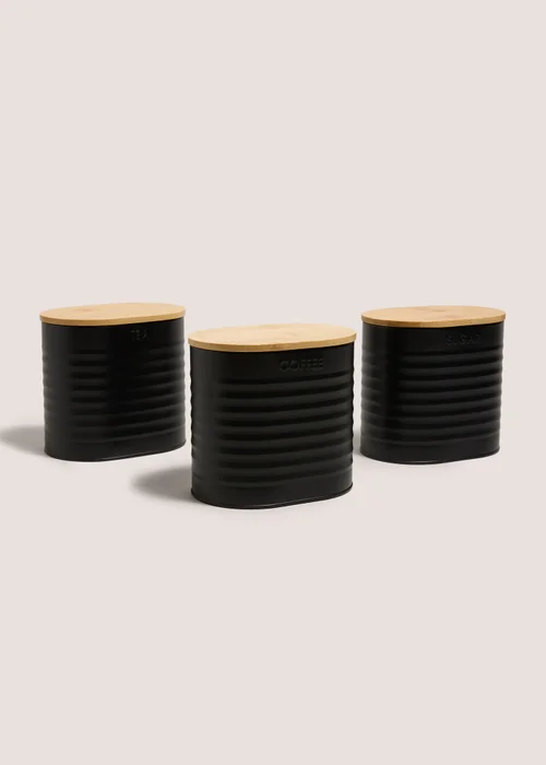 3 Pack Black Storage Cannisters Image 1