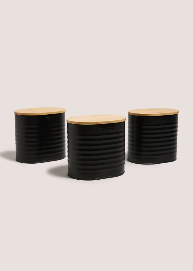 3 Pack Black Storage Cannisters