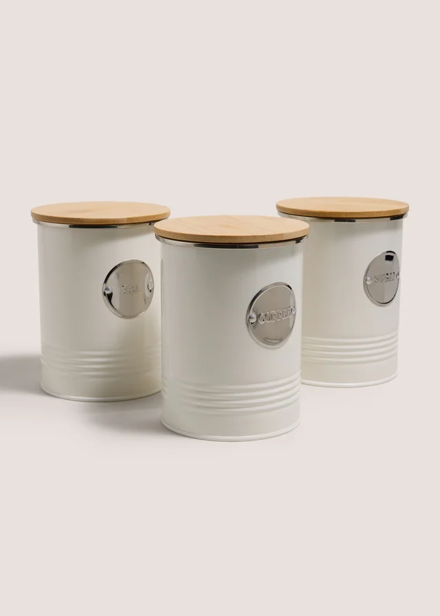 3 Pack White Kitchen Cannisters
