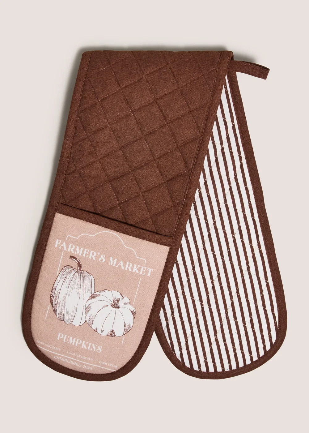 Rust Pumpkin Stripe Oven Gloves Image 1