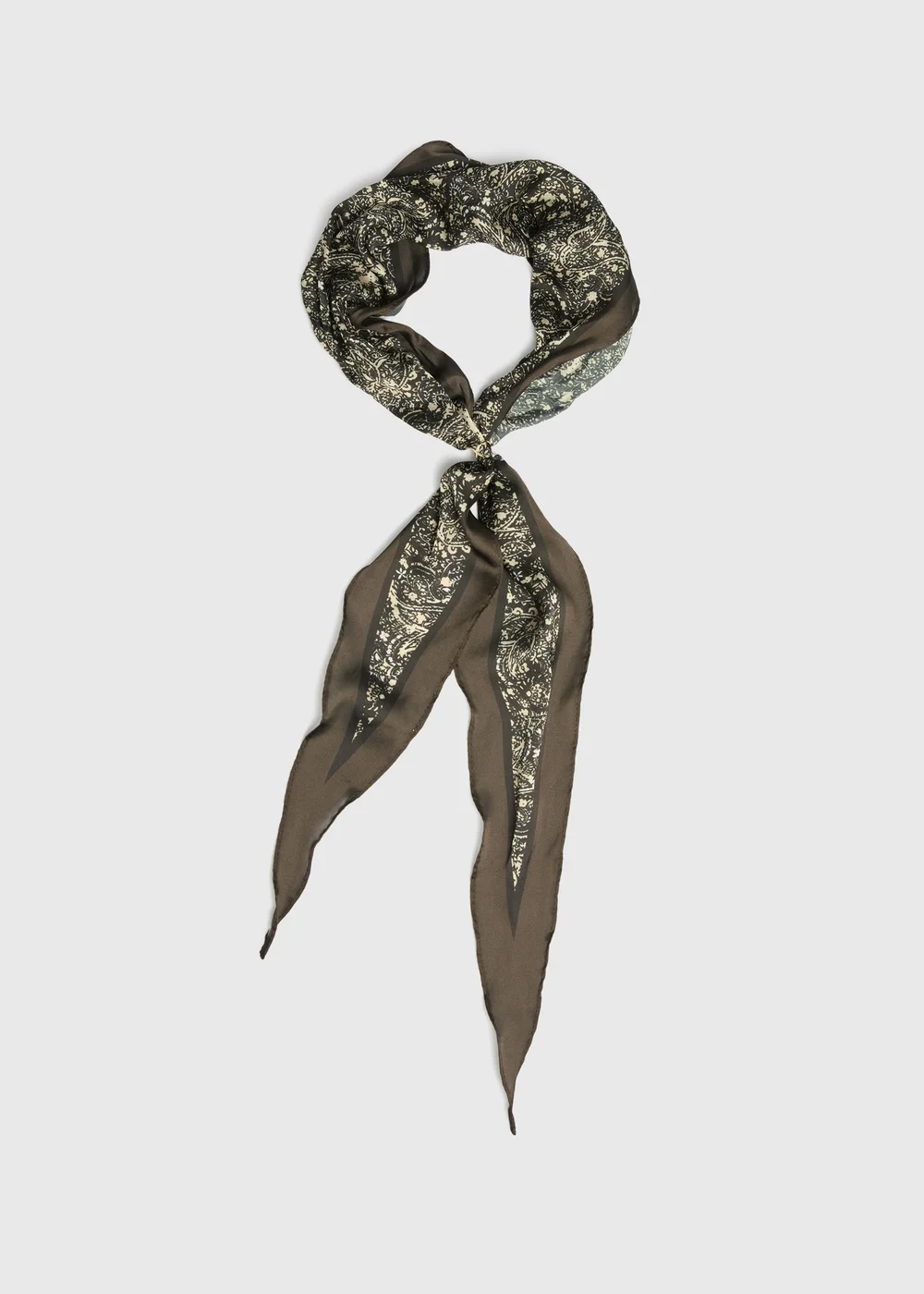 Green Floral Satin Scarf - One Size Image 1