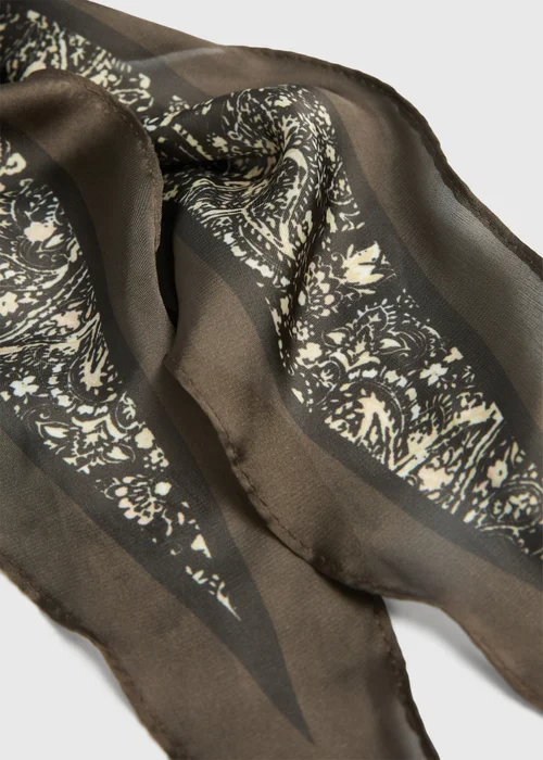 Green Floral Satin Scarf - One Size Image 2