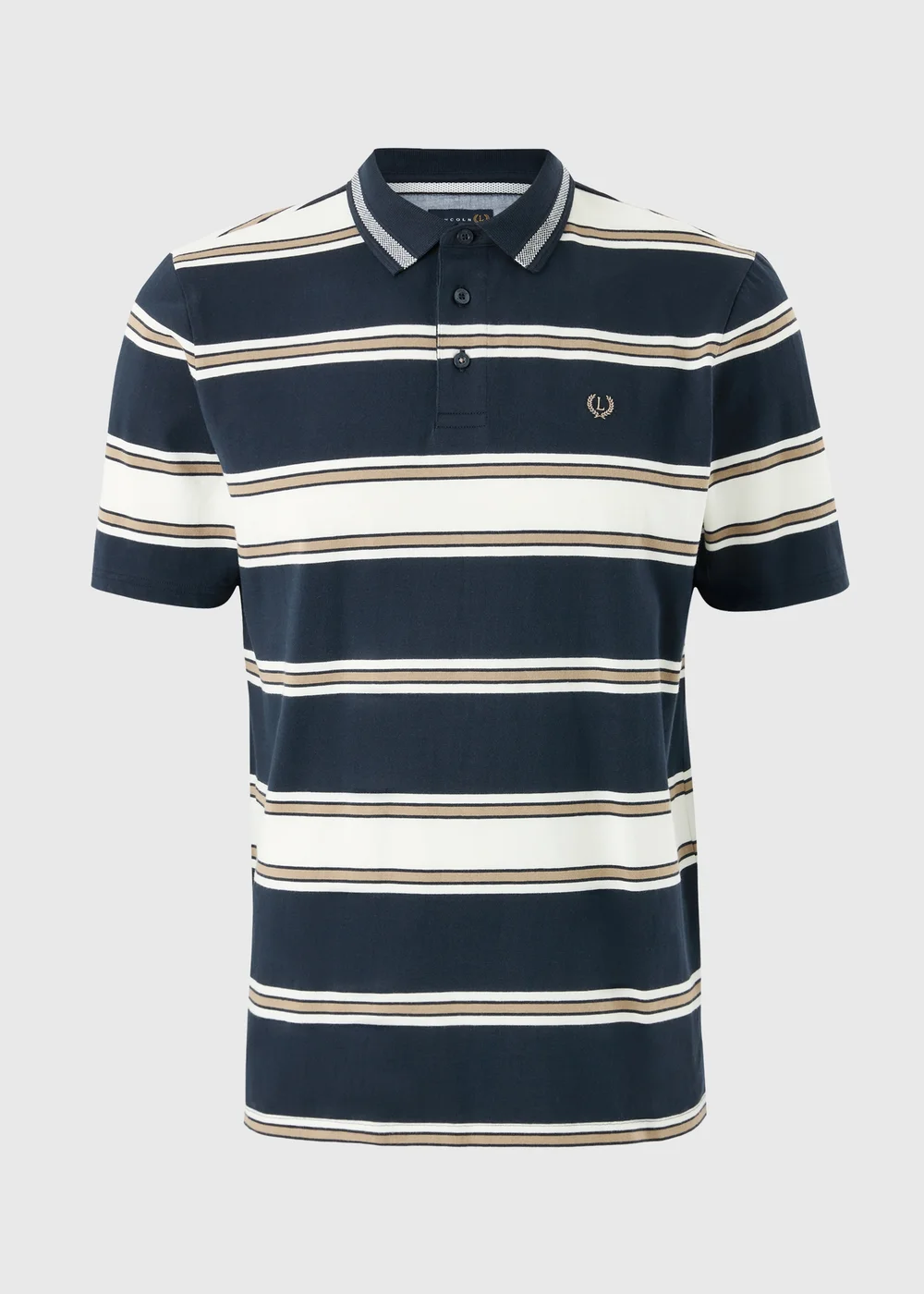 Lincoln Ecru Striped Polo Shirt - S Image 1