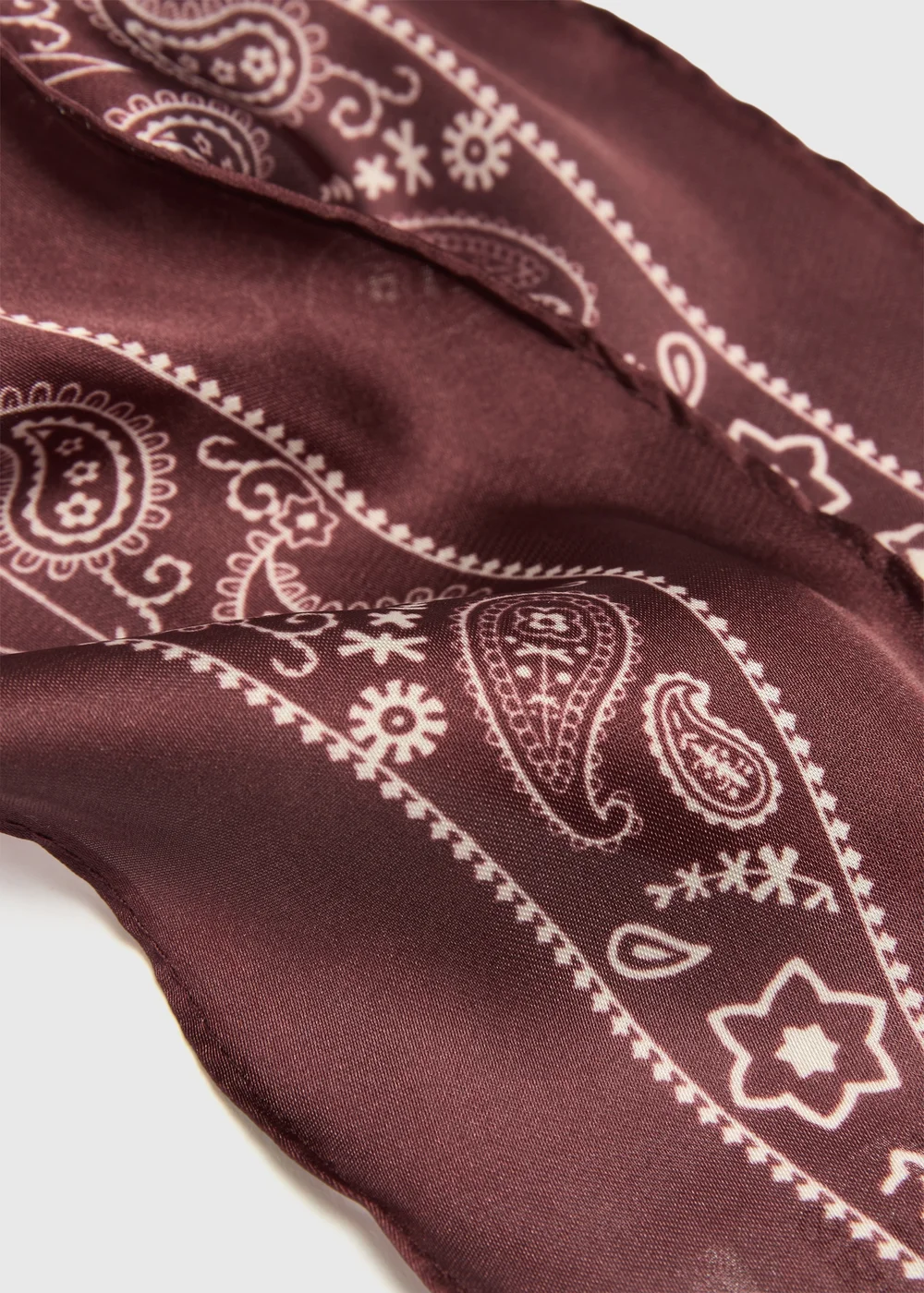 Burgundy Paisley Print Satin Scarf - One Size Image 2