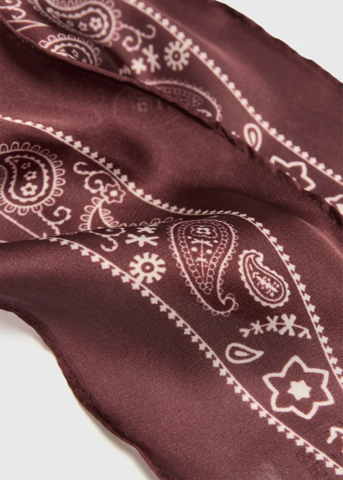 Burgundy Paisley Print Satin Scarf - One Size Image 2