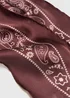 Burgundy Paisley Print Satin Scarf - One Size Image 2