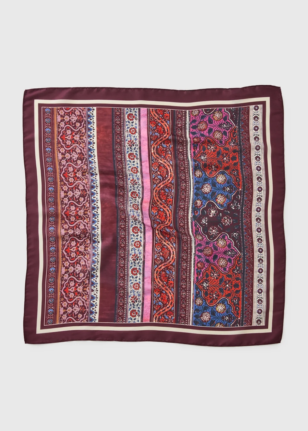 Red Printed Satin Scarf - One Size Image 2