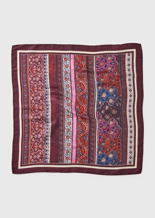 Red Printed Satin Scarf - One Size Image 2