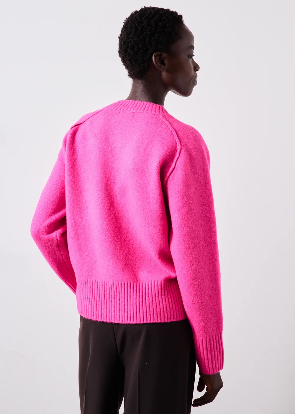 Pink V-Neck Knit Jumper - XS Image 2