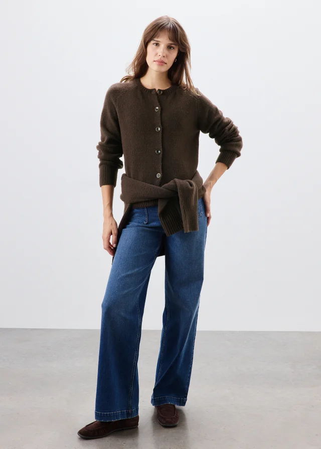 Chocolate Brown Button Through Cardigan