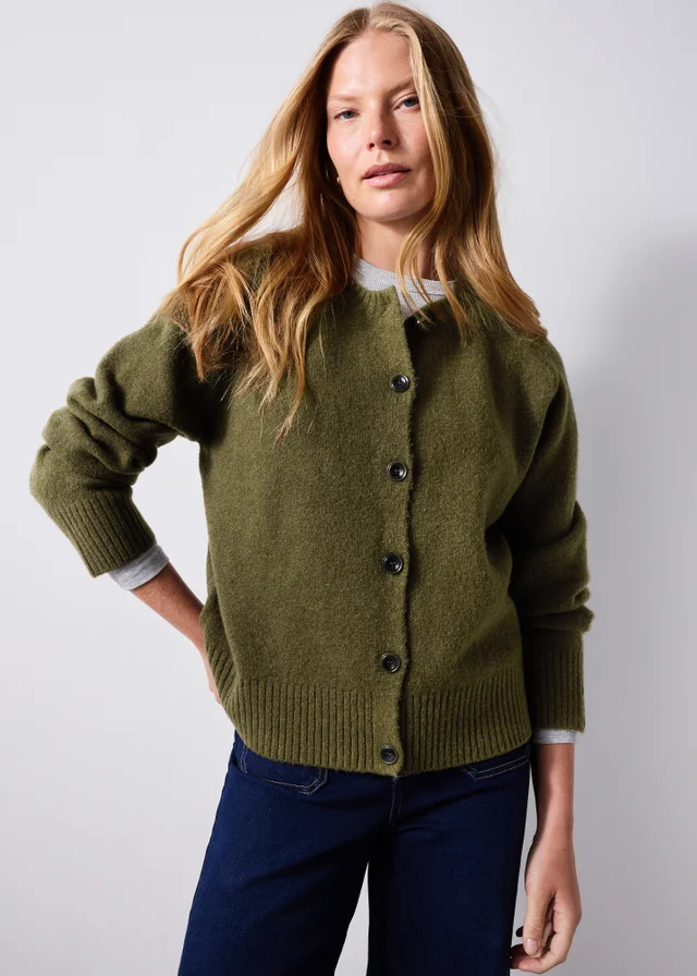 Khaki Button Through Cardigan