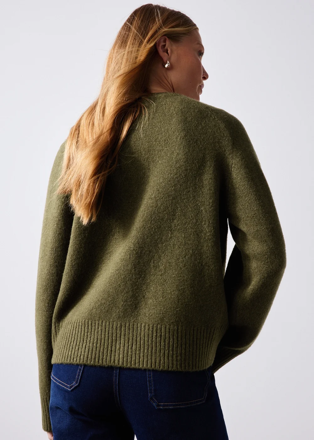 Khaki Button Through Cardigan - L Image 3