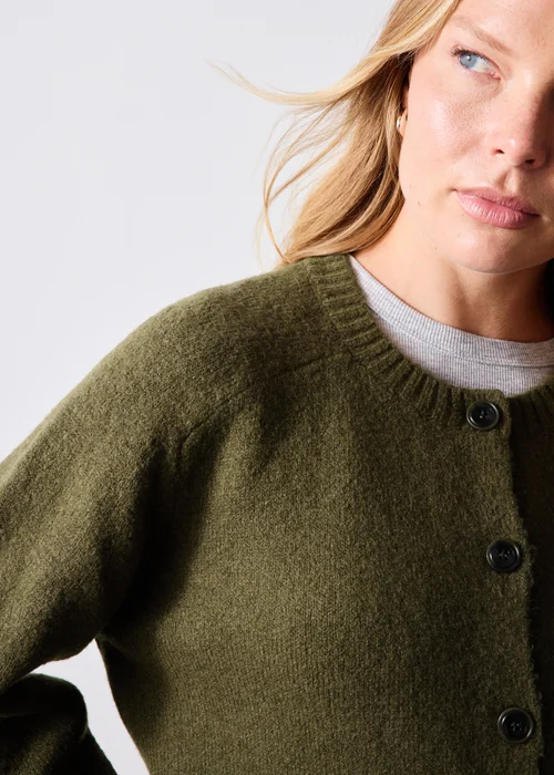 Khaki Button Through Cardigan - L Image 4