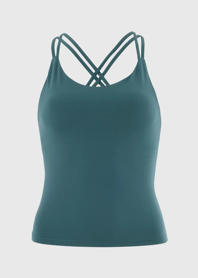 Souluxe Teal Peached Strappy Gym Crop Top