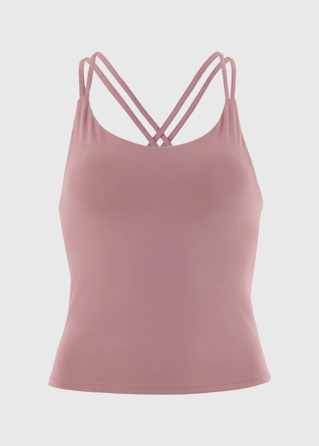 Souluxe Mauve Peached Strappy Gym Crop Top