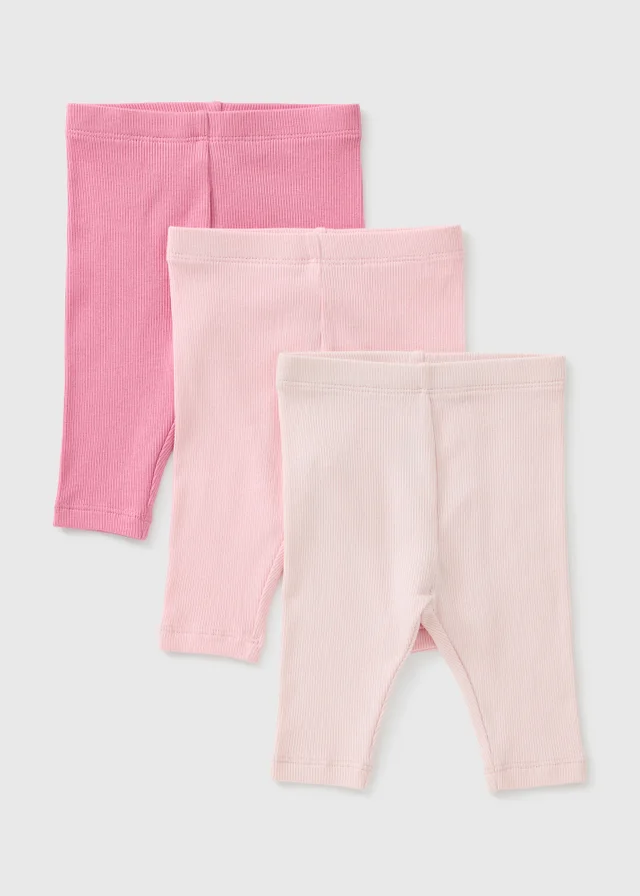 3 Pack Baby Pink Leggings (0-23mths)