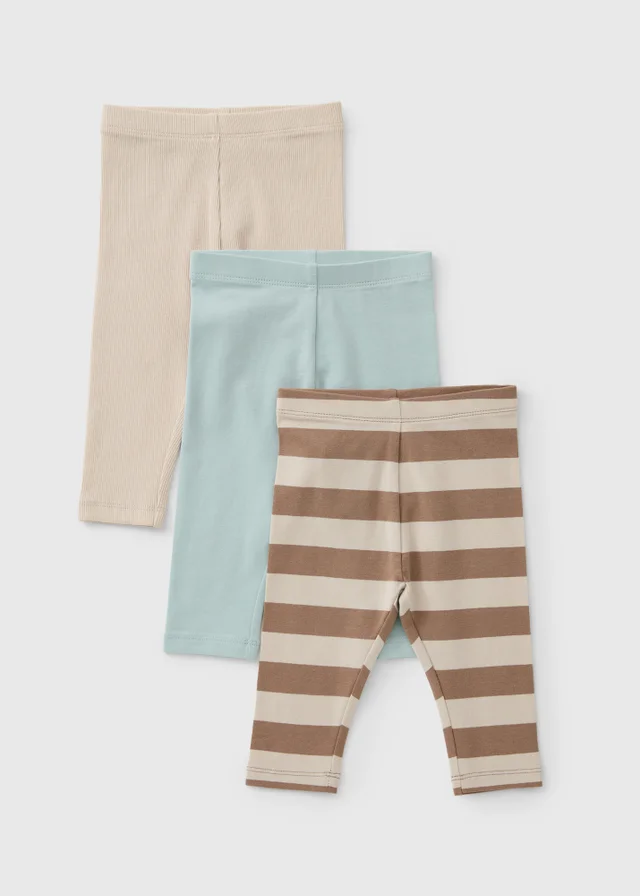 3 Pack Baby Multi Stripe Leggings (0-23mths)