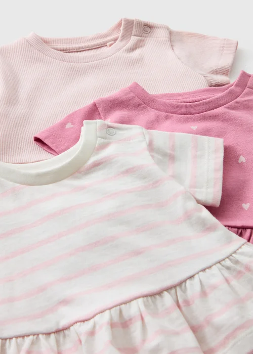 3 Pack Baby Pink Stripe T-Shirts (0-23mths) - 6-9 months Image 2