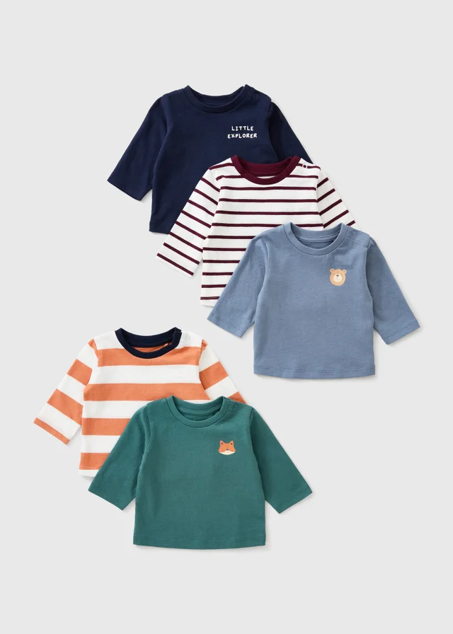 5 Pack Baby Multicolour Animal T-Shirts (0-23mths)