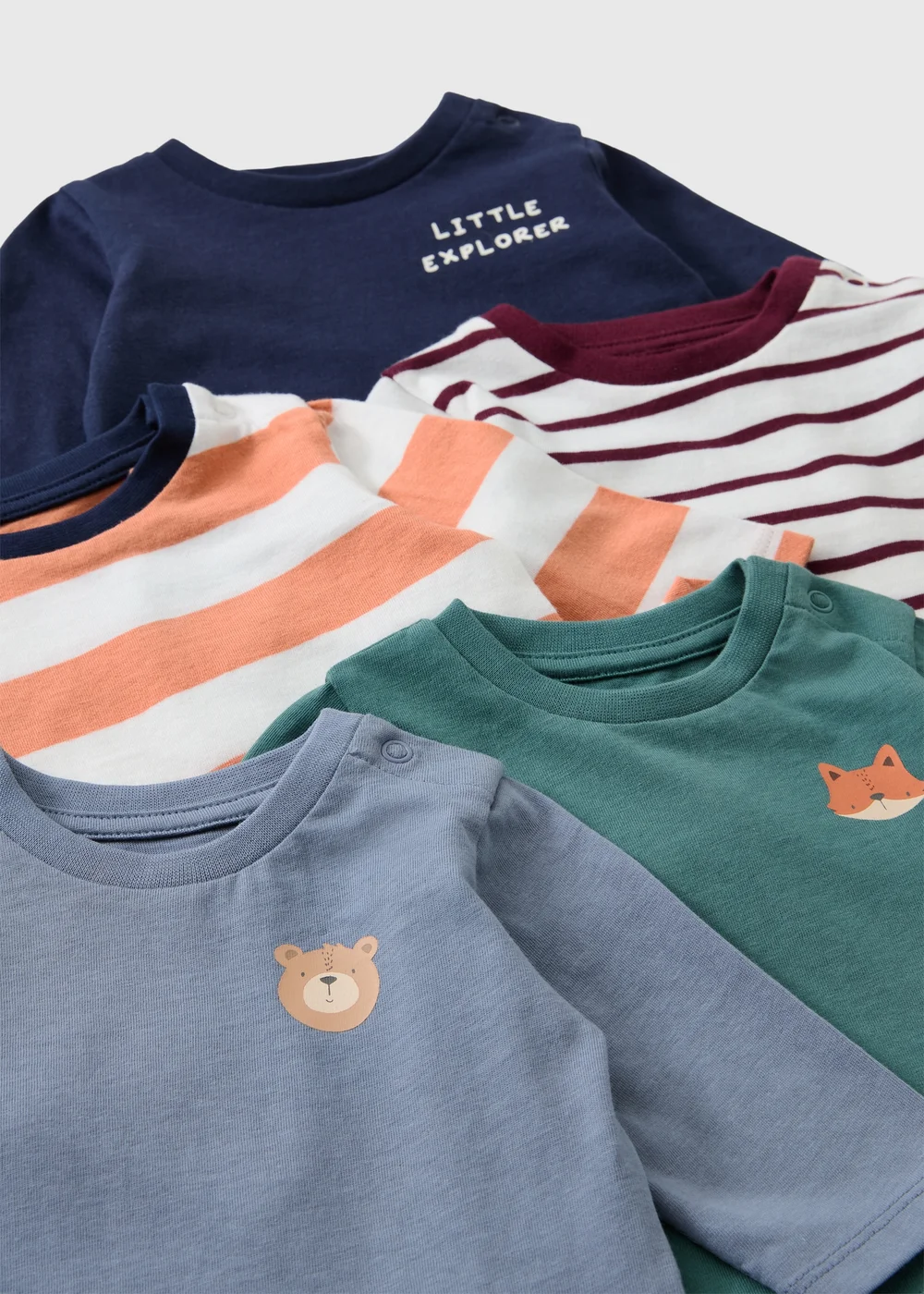 5 Pack Baby Multicolour Animal T-Shirts (0-23mths) - Up to 1 Month Image 2